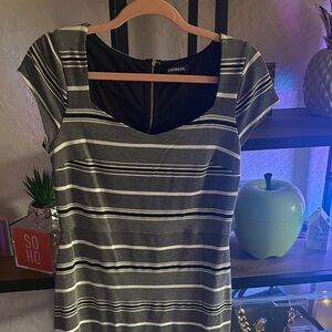 Express Women's Black and Gray Striped Blouse